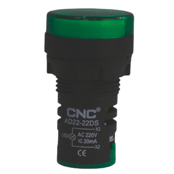 Piloto led 22mm IP67 verde CNC