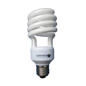 Ampolleta bajo consumo espiral 26W E27 luz cálida 1300lm 330° 8000hr Globaltronics