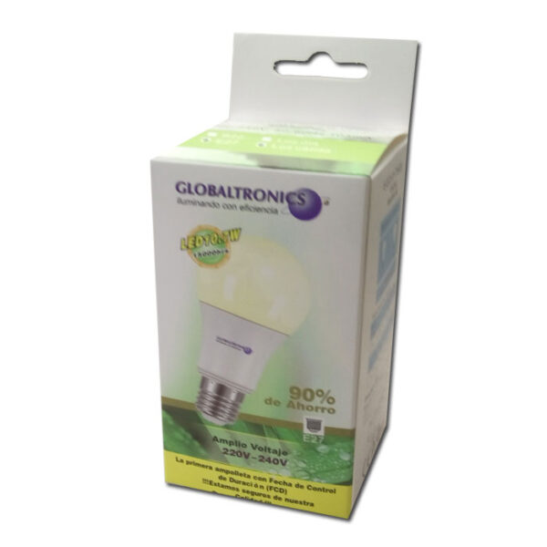 Ampolleta led bola 10,7W E27 luz cálida 1060lm 200° 15000hr Globaltronics