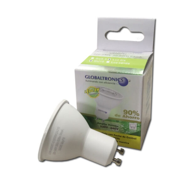 Ampolleta led MR16 6,8W GU10 luz blanca 620lm 110° 15000hr Globaltronics