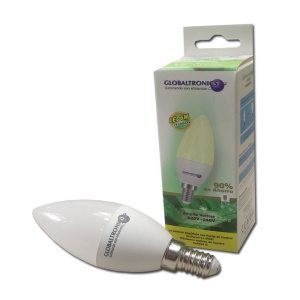 Ampolleta led vela 6W E14 luz cálida 470lm 240° 15000hr Globaltronics
