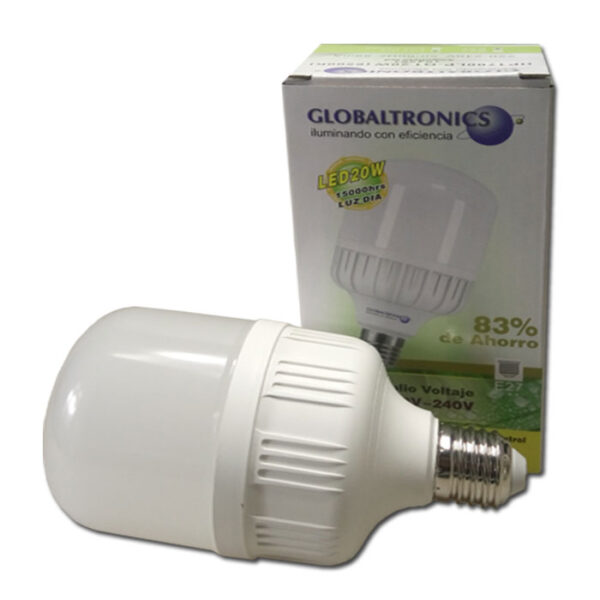Ampolleta led alta potencia 20W E27 luz blanca 2000lm 220° 15000hr Globaltronics