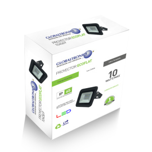 Proyector ecoflat 10W 3000K 800lm 30Khr negro Globaltronics