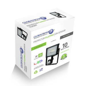 Proyector de area led flatpro 10W luz blanca 1000lm 3000hr con sensor Globaltronics
