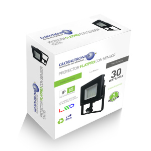 Proyector de area led flatpro 30W luz blanca 3000lm 30000hr con sensor Globaltronics