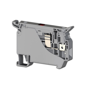 Borne portafusible a tornillo 4mm, para fusible (5x20), con LED aislamiento PA, color Gris KLEMSAN