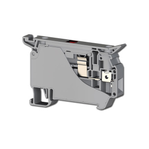 Borne portafusible a tornillo 4mm, para fusible (5x20), con LED aislamiento PA, color Gris KLEMSAN