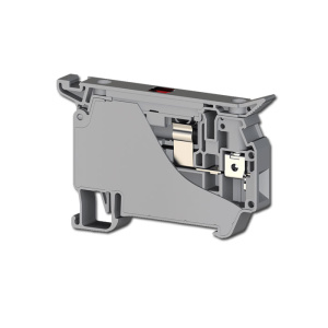 Borne portafusible a tornillo 4mm, para fusible (5x20), con LED aislamiento PA, color Gris KLEMSAN