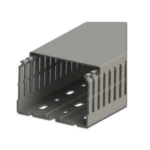 Canaleta 80x60 Ranurada,Gris KLEMSAN