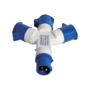 Derivación 1macho x 3hembras 16A 2P T 220VAC  Globaltronics