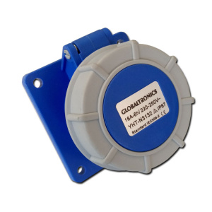 Enchufe industrial PRO hembra embutido 2P+T 16A IP67 Globaltronics